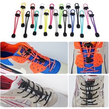No Tie Shoe Laces Lazy Elastic Round Shoelaces Lock Adults Kids Sports Trainers