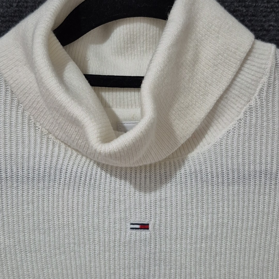 Tommy Hilfiger Size XL White Essential Turtle Neck Sweater Rib Knit Classic image 4