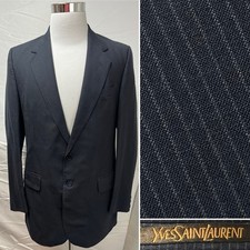 YSL Yves Saint Laurent Paris Vintage Men  s 42R Navy Wool Pinstripe Blazer Jacket
