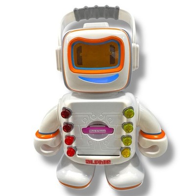 Vintage Playskool Alphie Robot Learning Toy Lights Sounds w/Cartridge Works READ