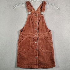 Osh Kosh B'Gosh Overall Dress Girls Size 7 Brown Corduroy Button Up Jumper Boho