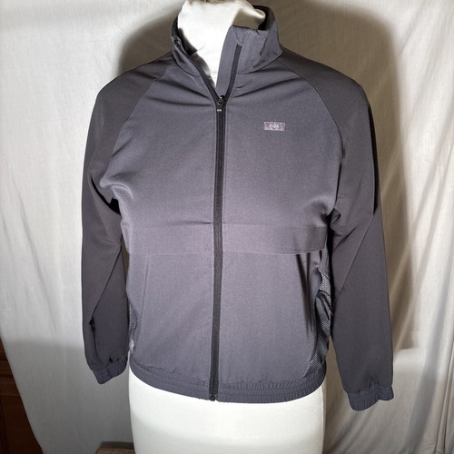 Figs Technical Collection Scrub Uniform Jacket Womens Xs Grey Long Sleeve
