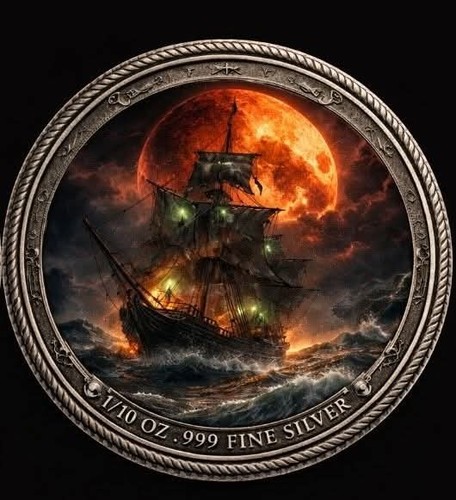 Phantom Fleet - BLOOD MOON REQUIEM 1/10 Oz Silver Round In Capsule w COA - Picture 2 of 2