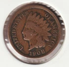 US Rare Old West 1908 Indian Head Penny Coin American Collection Shield Cent X40