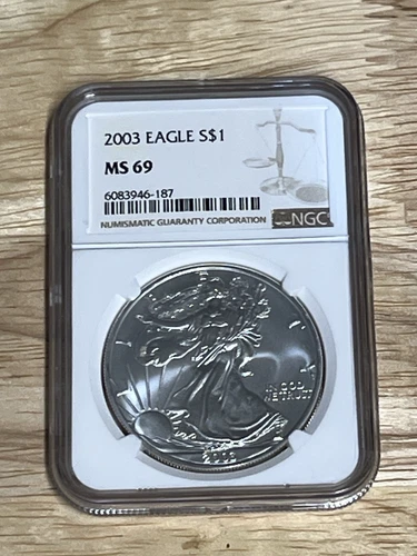 2003 American Silver Eagle $1 NGC MS69 1 Oz Fine Silver One Dollar Brown Label
