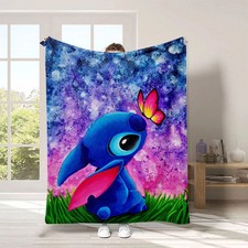 Lilo Stitch Butterfly Blanket Cartoon Stitch Disney Printed Fleece Blanket