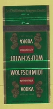 Matchbook Cover - Wolfschmidt Vodka Seagrams Canada 30 Strike