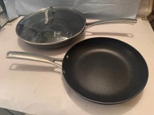 NEW Calphalon HARD ANODIZED 2 PC FRY PAN SET - 12" COVERED FRY PAN + 10" FRY PAN