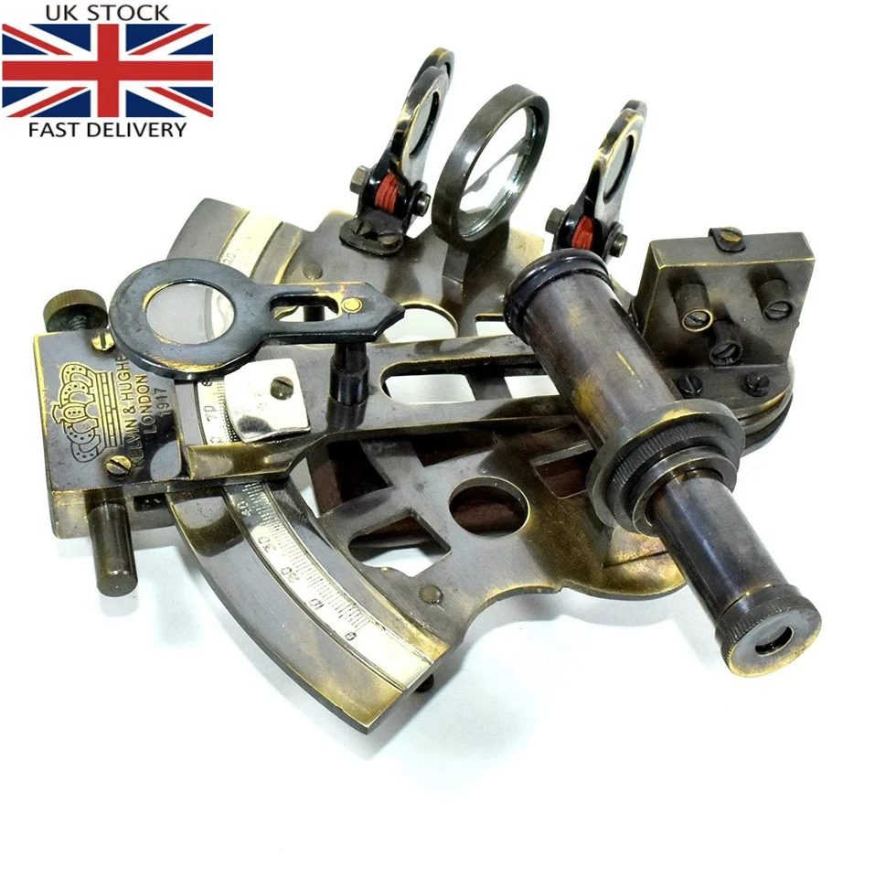 Vintage Marítimo Bronze Sextante Náutico Estojo de Couro Londres 1917 Presente de Natal - Imagem 2 de 4