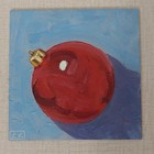 Original Christmas Ornament Painting Set Red & Purple Holiday Art 6x6 Pair — photo 3