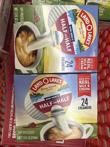 2x Scatole di Terra O Laghi Mini Moo’S Mezza e Metà Creamer Singoli, 24 Pezzi - Foto 1 di 1