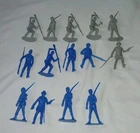 Lot of 14 Vintage Cowboys Civil War Plastic Figures 2.5" Marx era 60s Pioneer