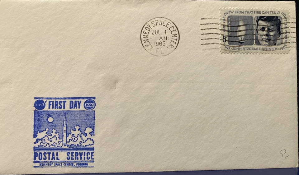 FIRST Official NASA Cachet  + FIRST DAY KSC POSTAL SERVICE KSC 1 JULY 1965 - Image 2 of 4