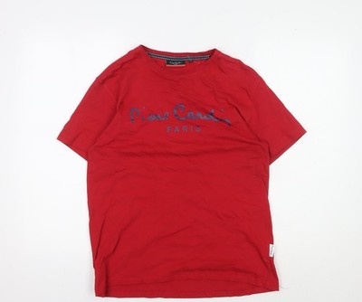 Herren T-Shirt UK Größe M Pierre Cardin Rot Baumwolle
