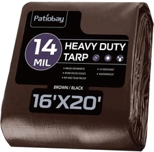 14 Mil Thick Brown Plastic Tarps 16x20 Ft Large Heavy Duty Waterproof Clearance
