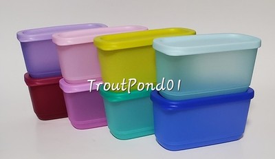Tupperware Basic Bright Set/ 8 Herb Snack Storage Fridge Freezer Set Multicolor