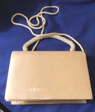 Vintage Le Regale satin evening clutch bag with a pearl-beaded strap
