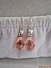 Genuine Pandora Faceted Glass Dangle Compose Earrings pink