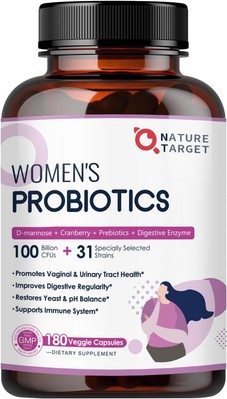 NATURE TARGET Probiotics for Women, 100 Billion CFUs 180 Count (Pack of 1) 