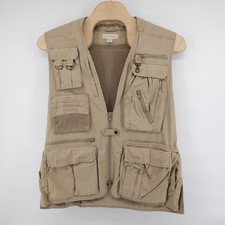Banana Republic Vintage Multi-Pocket Safari Utility Vest Tan Mens L Minor Flaws