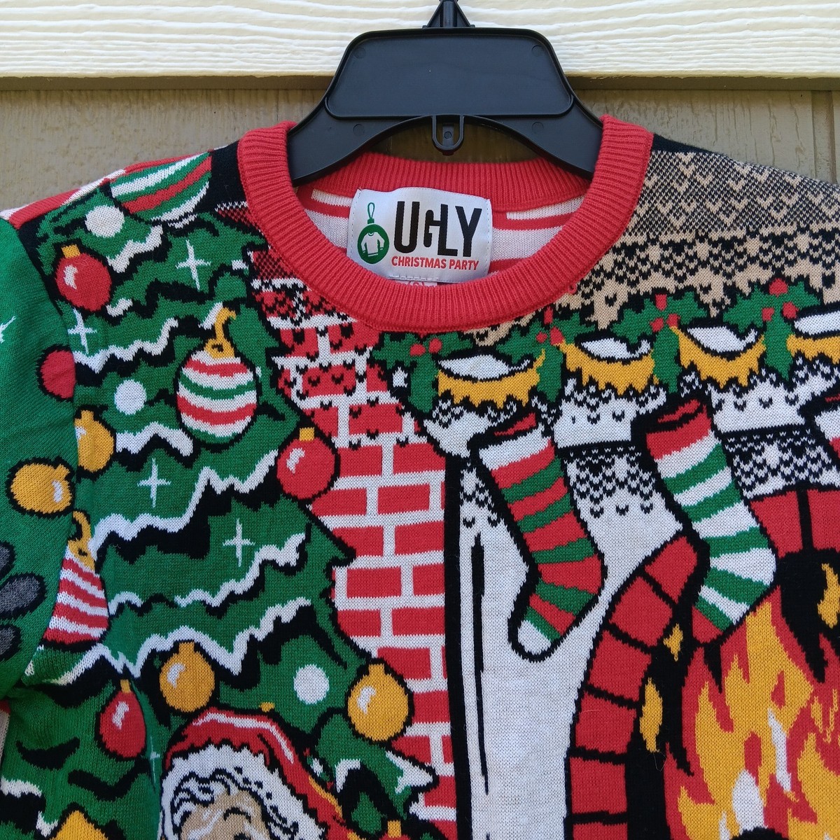 Ugly Christmas Party Whimsical Santa Dog Holiday Pullover Sweater Size S View 3