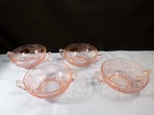 Set of 4 Hocking Pink Depression Glass Mayfair 2 Handled Cream Soup Bowl Cups