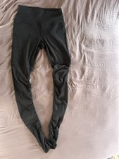 Alo Yoga Goddess Leggings Womens S Black Ribbed Ruched Leg Warmers