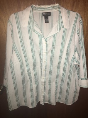 Maggie Barnes Career Business Casual Button Front Plus 2x Cotton