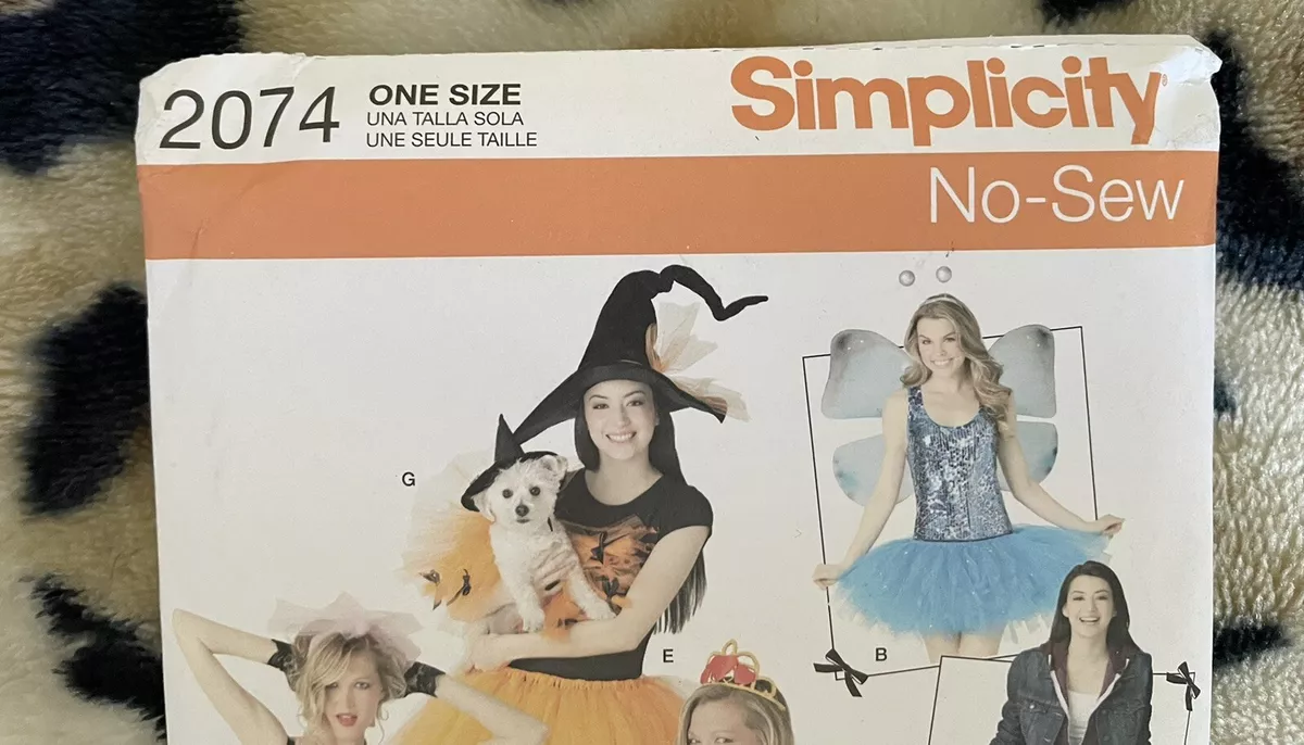 New Uncut Simplicity 2074 Costume Pattern No Sew Tutu Plus Dog