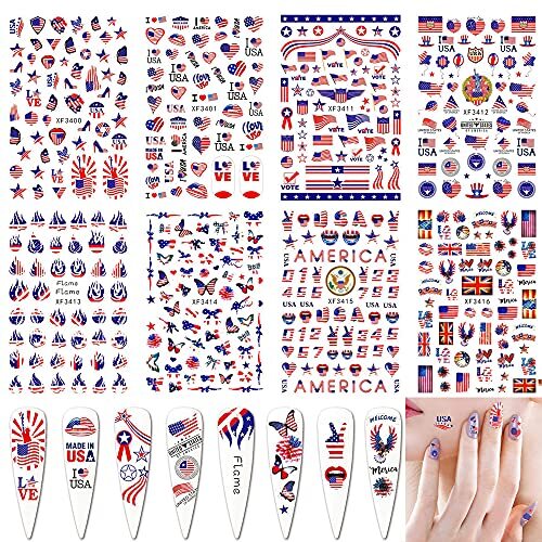 Flag Nail Stickers Independence Day Nail Sticker July 4, August 7 Patriotic - Picture 1 of 6