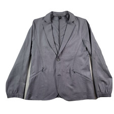 Kenneth Cole Travel Sport Coat Mens Medium Grey Blazer Zip Pockets Stretch NEW