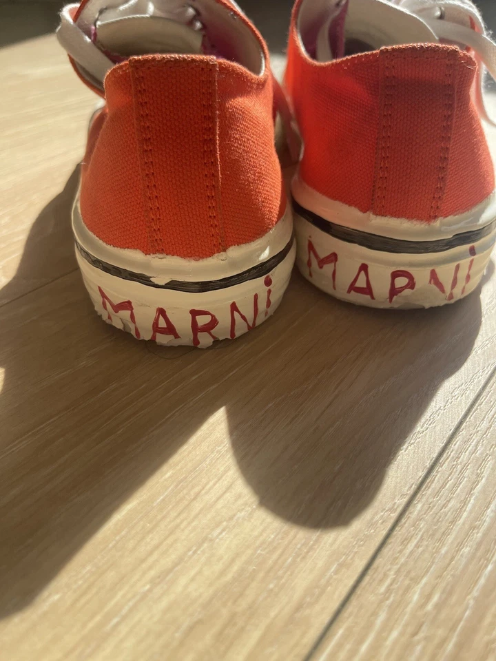 Zapatillas MARNI de Lona Naranja/Rosa Talla 39 (US 8) ¡Hechas en Italia Usadas en Excelente Condición! $410 al por menor Foto 4 de 4
