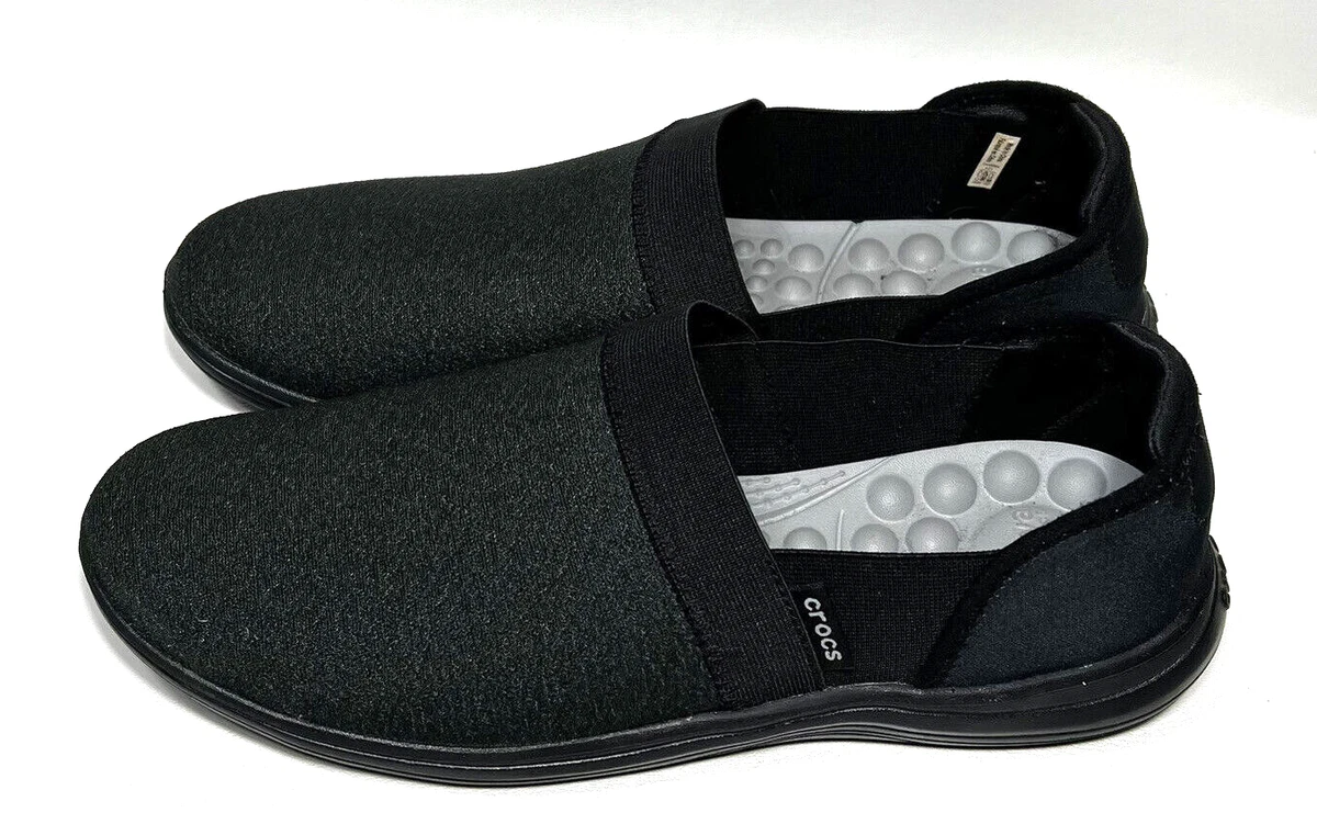 Crocs Reviva Slip Pull On Shoes Black Black Relaxed Fit 205804 Women Sz 11 W
