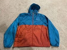 Chaqueta de lluvia con capucha Quechua Decathlon para hombre verde azulado/naranja S pequeña