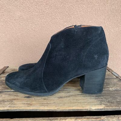 Frye Nora Zip Short Ankle Black Suede Bootie