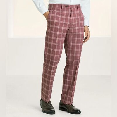 NEW! INDOCHINO window pane cuffed Newbury 58 wool PANTS 42X29