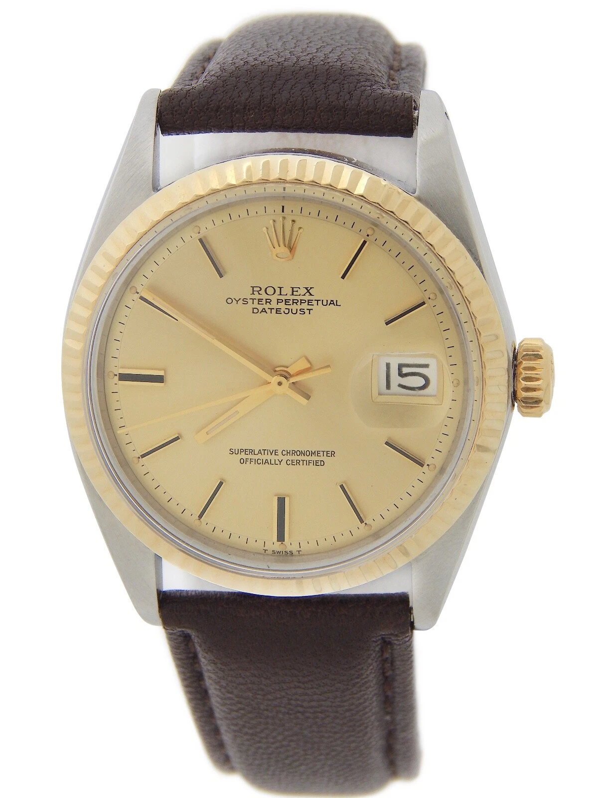 Rolex — Rolex Datejust 1601 Mens 2Tone Yellow Gold Stainless Steel Watch Champagne Dial