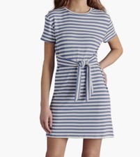 Steve Madden Striped Waist Tie Dress in Faded Ink Size Large NWT