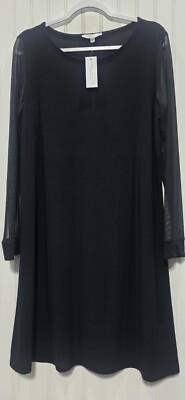 annalee hope black dress Annalee + Hope Black Dress with White Accent 3/4 Bell Sleeve T0793 SIze M NEW