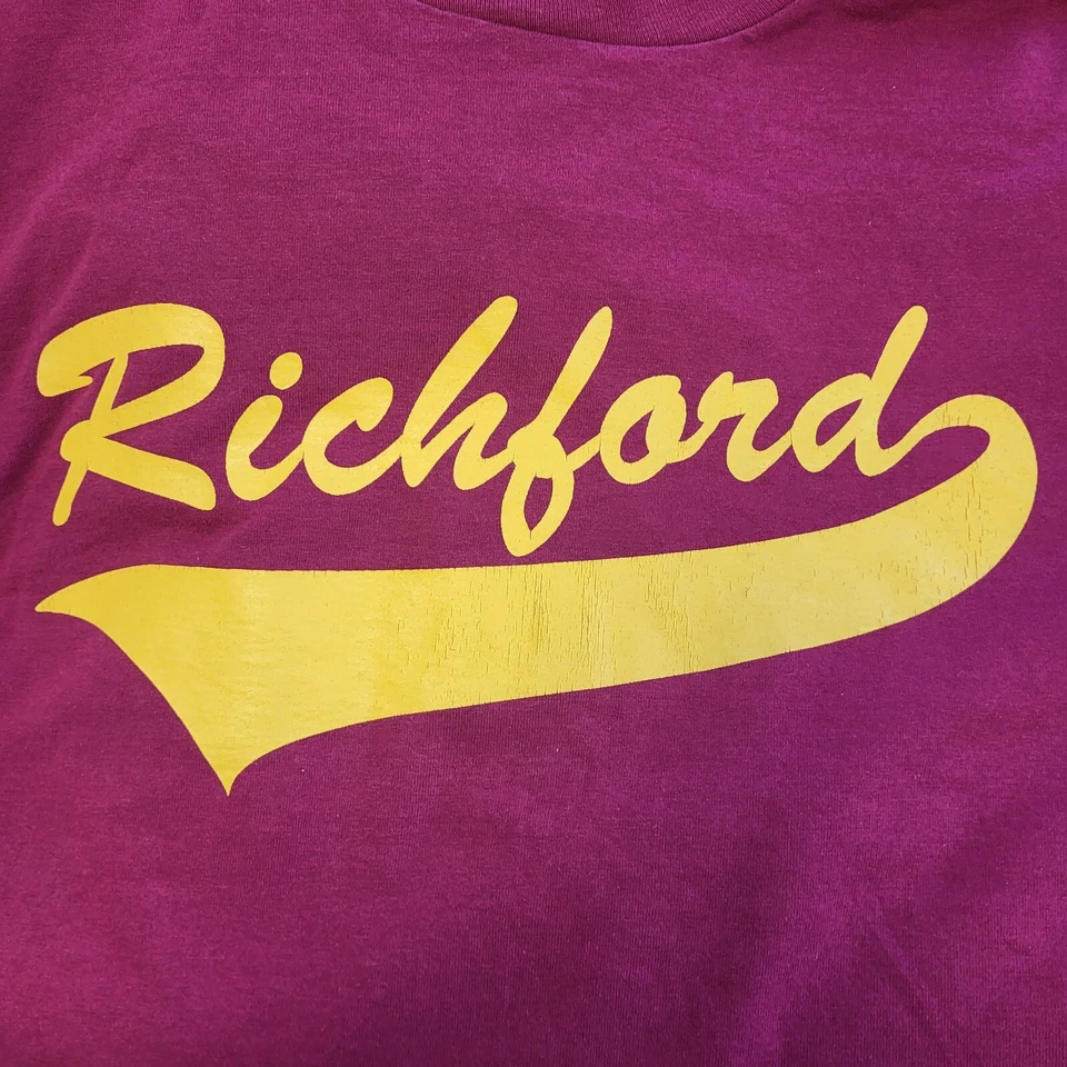 Vintage Single Stitch T-Shirt Varsity Richford 10 Burgundy Letterman M - image 4 of 4