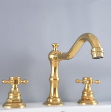Luxury Gold WideSpread Bathroom Vanity Sink Faucet 2 Handle 3 Hole Mixer Tap