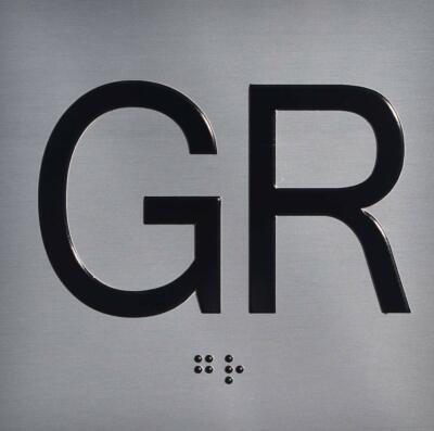 Ground Floor (GR) Elevator Jamb Plate Sign with Braille and....(Silver)