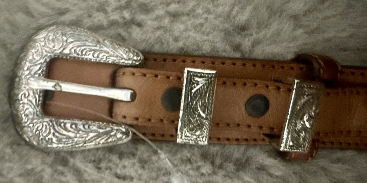 Tony Lama 7736L Western Belt Size 44 Leather Braided Silver Conch
