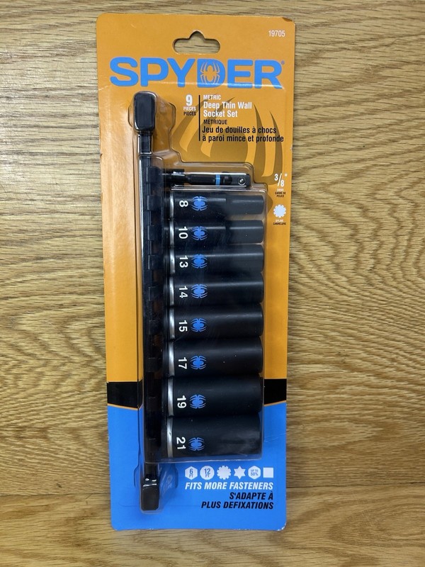 Spyder 9pc 3/8 in. Drive Deep Thin Metric Impact Socket Set with Adapter 19705