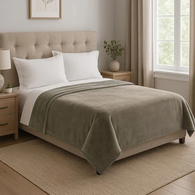 Kirkland Signature Plush Blanket, New - Soft , Choose Your Blanket Color & Size.