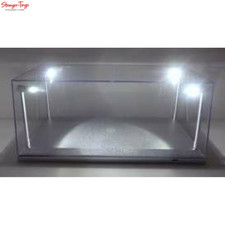 T9 1/18 LED DISPLAY CASE 4 ADJUSTABLE LIGHTS 35 X 15 X 16CM WITH SILVER BASE