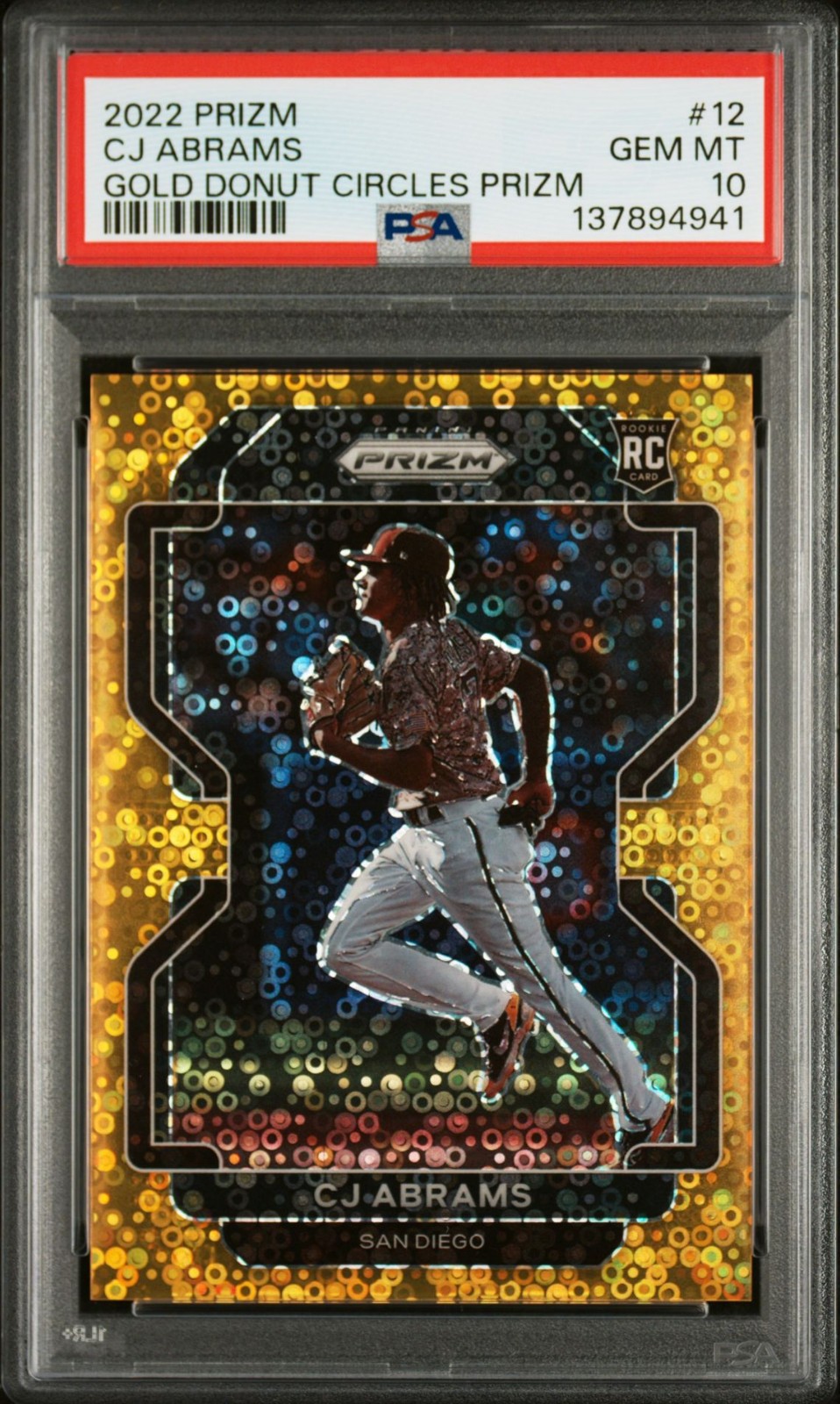 PSA 10 2022 Panini Prizm #12 CJ Abrams Gold Donut Circles Rookie 04/10