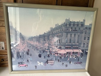 Michel Delacroix Framed Lithograph  ''Les Grand Boulevard'' Large 24 H X 30 W