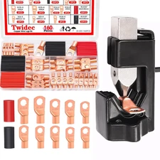 /160Pcs Battery Cable Ends AWG 2 4 6 8 10 12 Gauge Copper Cable Wire Lugs,Ring T