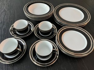 Christian Dior Gaudron Onyx - Platinum Trim 5 piece place settings (4 settings)
